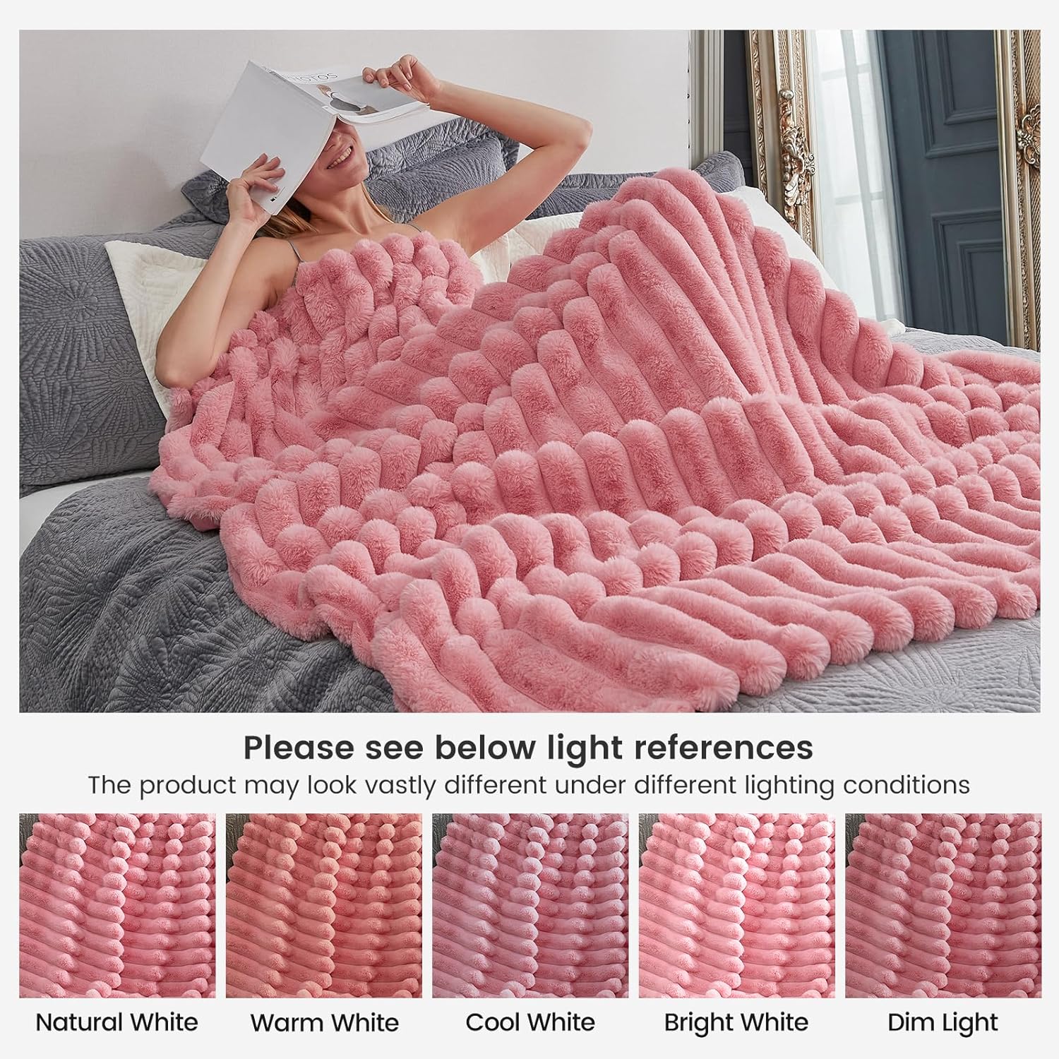 Thumbnail 5 de Cozy Bliss Faux Fur Throw Blanket for Couch 🛋