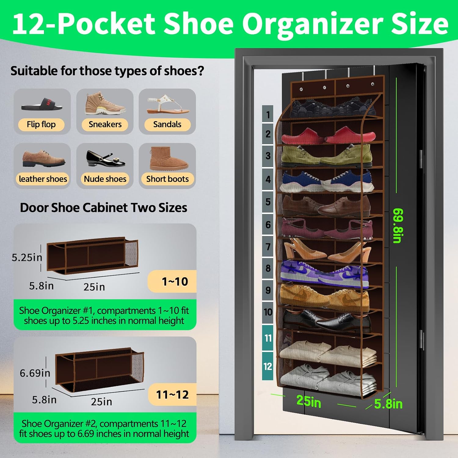 Detalle de PAULONE Over-the-Door Shoe Organizer, 12-Pocket
