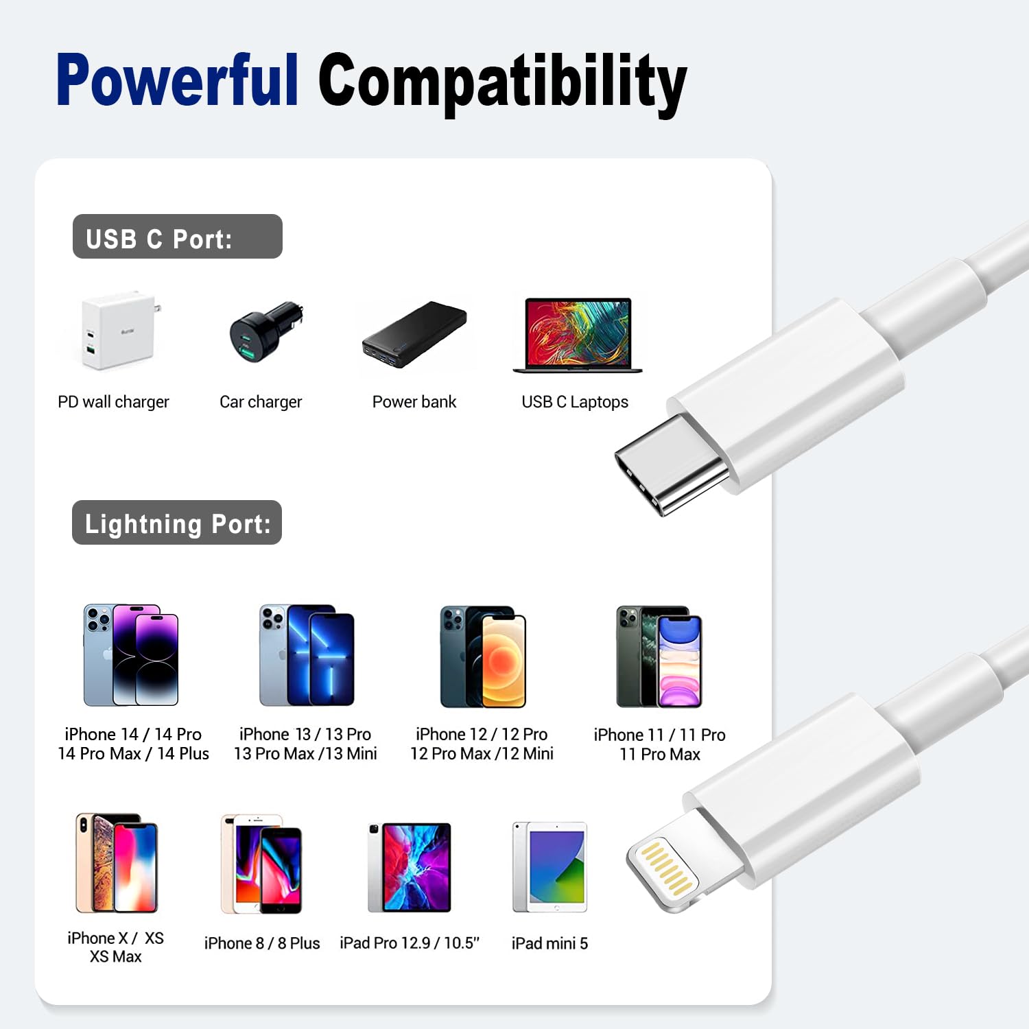 Thumbnail 6 de Apple MFi USB‑C to Lightning 1m 2‑pack cable