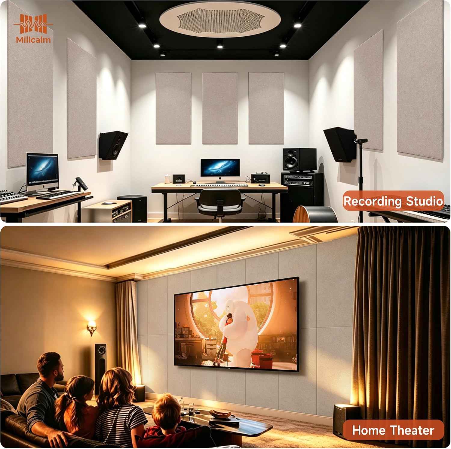 Thumbnail 6 de Millcalm Large Acoustic Wall Panels, 4-Pack, Camel, Self-Adhesive, 0.47-Inch Thick