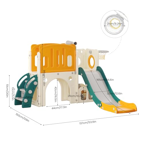 Detalle 2 de hoopyosms Tobogán Infantil con Escalera y Baloncesto