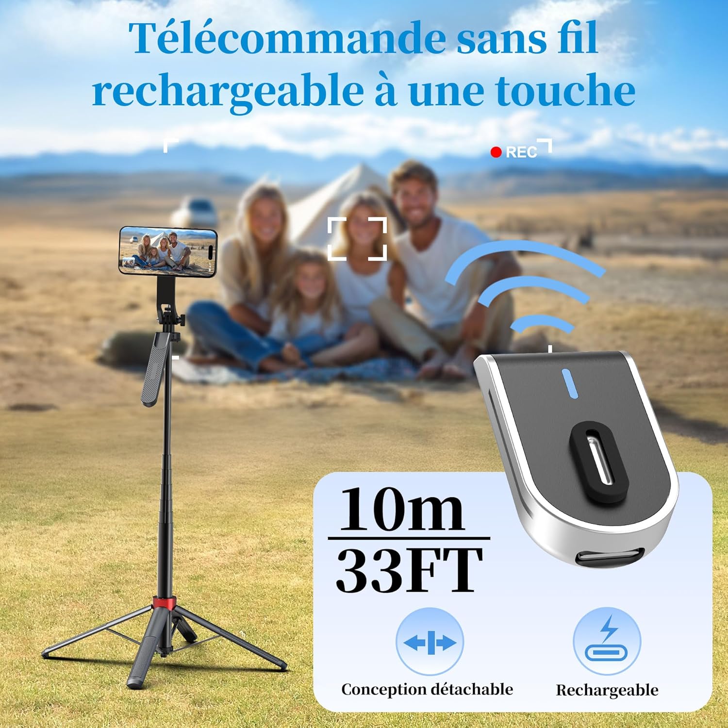 Thumbnail 5 de Trépied magnétique PlusAcc 176 cm pour MagSafe (Snap & Go) avec tête rotative 360° et télécommande détachable