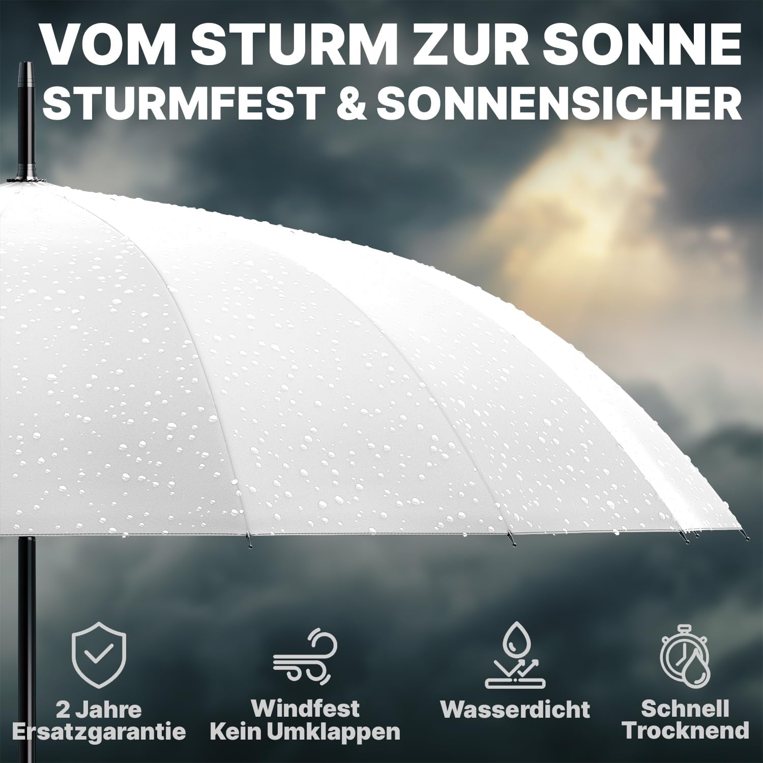Thumbnail 6 de Royal Walk Groß XXL 54 inch Automatik-Reisegolf-Regenschirm mit Holzgriff – 16 Rippen, winddicht, wasserabweisend