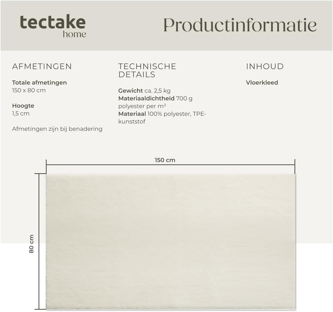 Detalle 2 de tectake Soft Zone laagpolig vloerkleed 80 x 150 cm, wasbaar en antislip