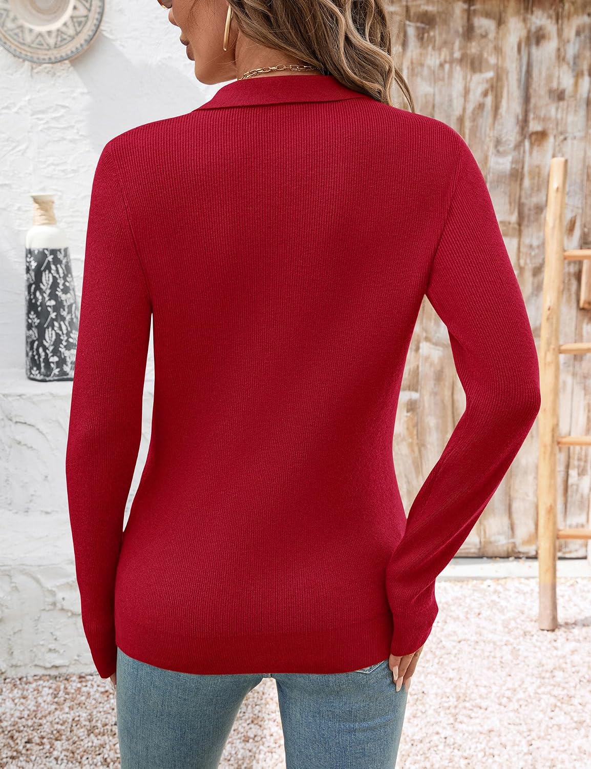 Detalle de Romanstii Women's Knit Polo Sweater in Viscose Blend