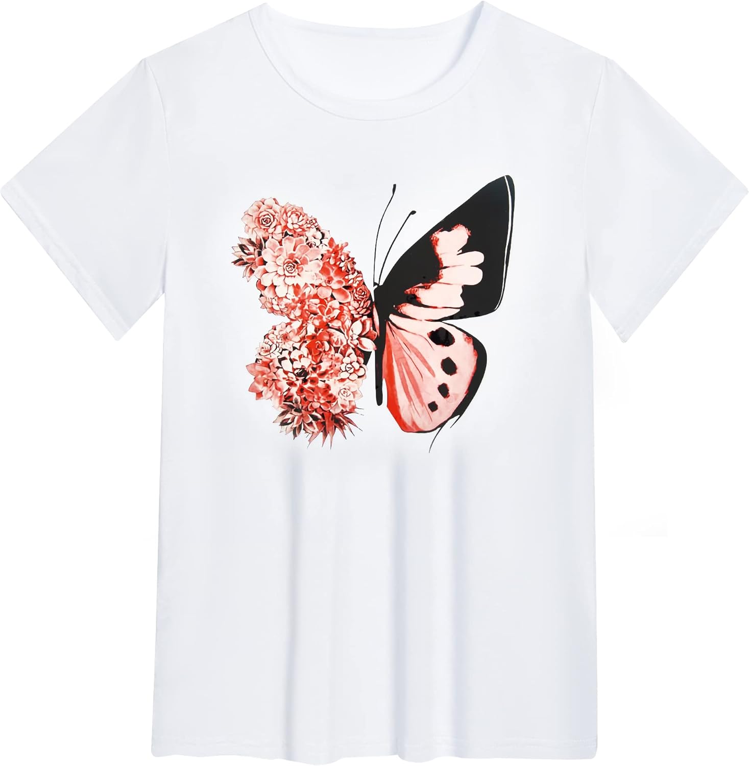 Detalle 2 de heekpek T Shirt Donna Manica Corta Bianca Cotone – Stampa Estiva e Comfort quotidiano