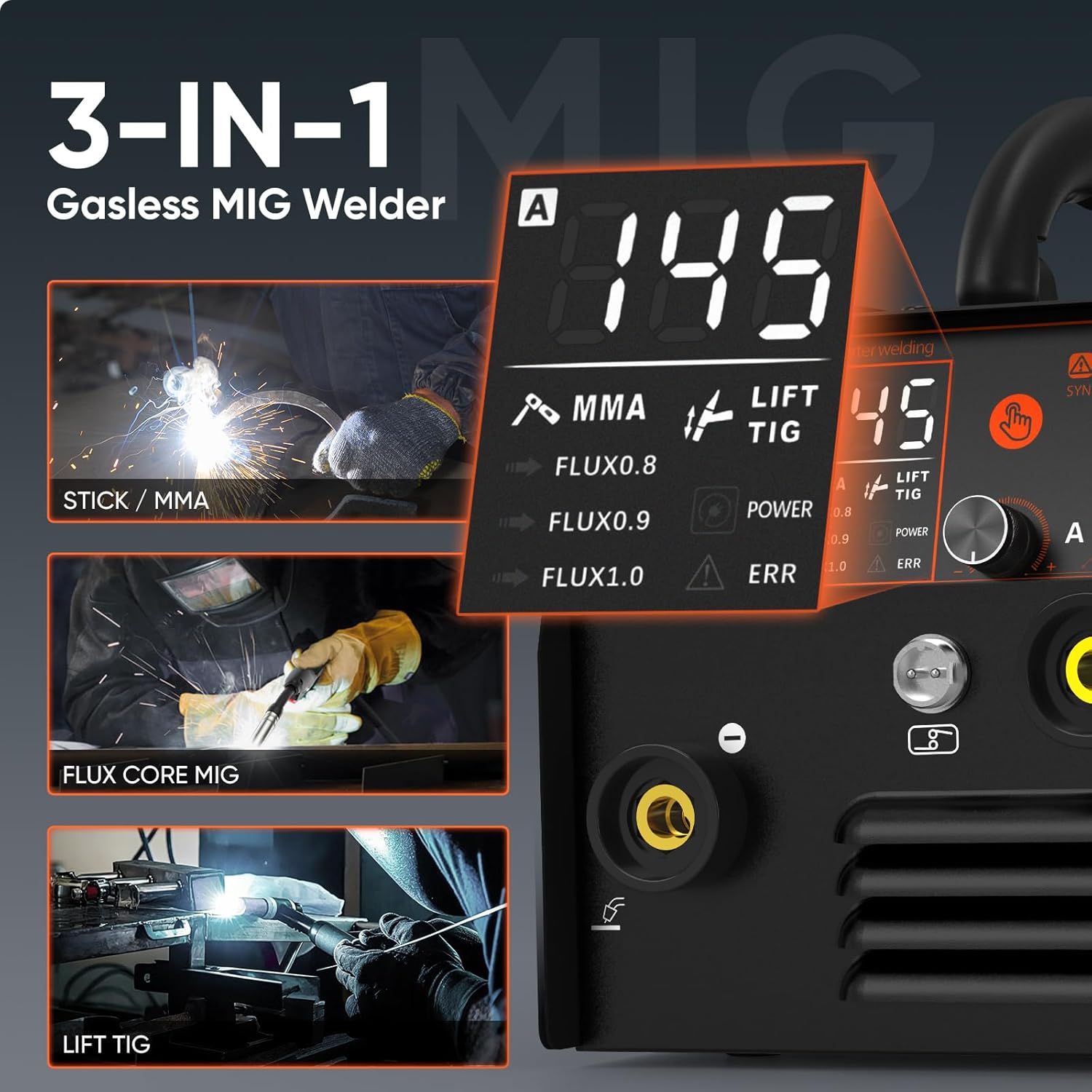 Detalle de H HZXVOGEN MIG145II 145A — Poste à souder 3 en 1 MIG/ARC/Lift TIG sans gaz, 230V