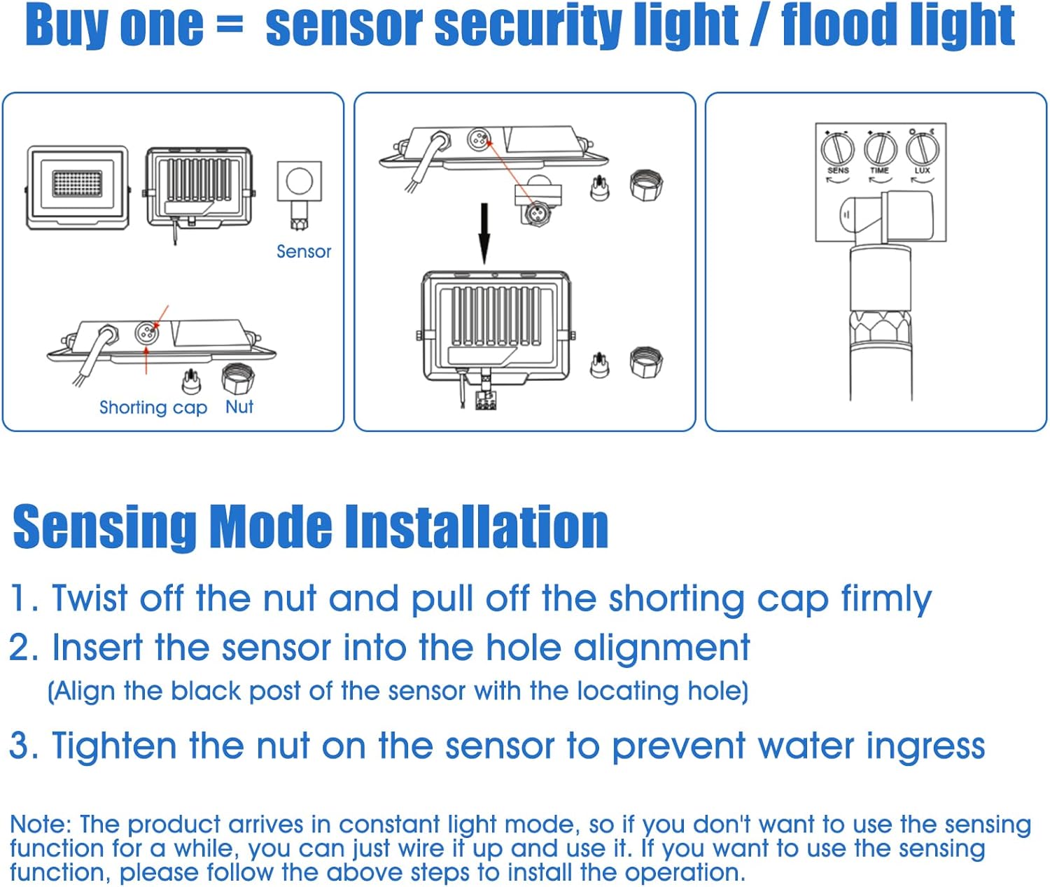 Thumbnail 6 de Probapro 100W LED-Strahler mit Bewegungsmelder außen (IP65, 6500K kaltweiß, abnehmbarer Sensor)