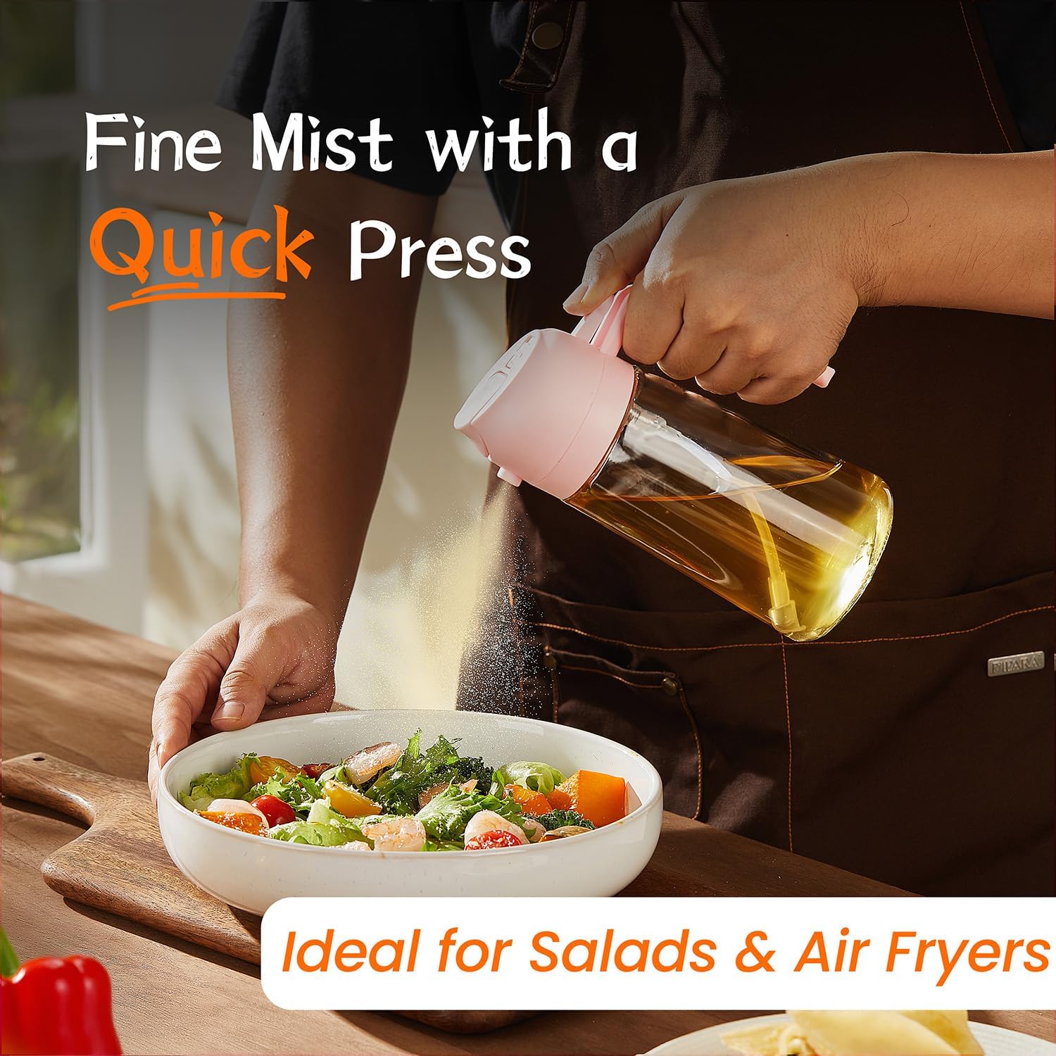 Thumbnail 1 de TrendPlain 16oz Ölsprüher für Speiseöl (470 ml) – 2-in-1 Ölspender & Ölsprüher für Küche, Salat und Grill (Rosé)