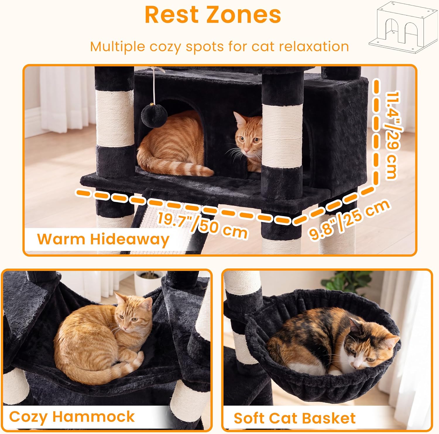 Thumbnail 6 de Heybly HCT033G 78.7-Inch Cat Tree with 5 Levels and Plush Perches