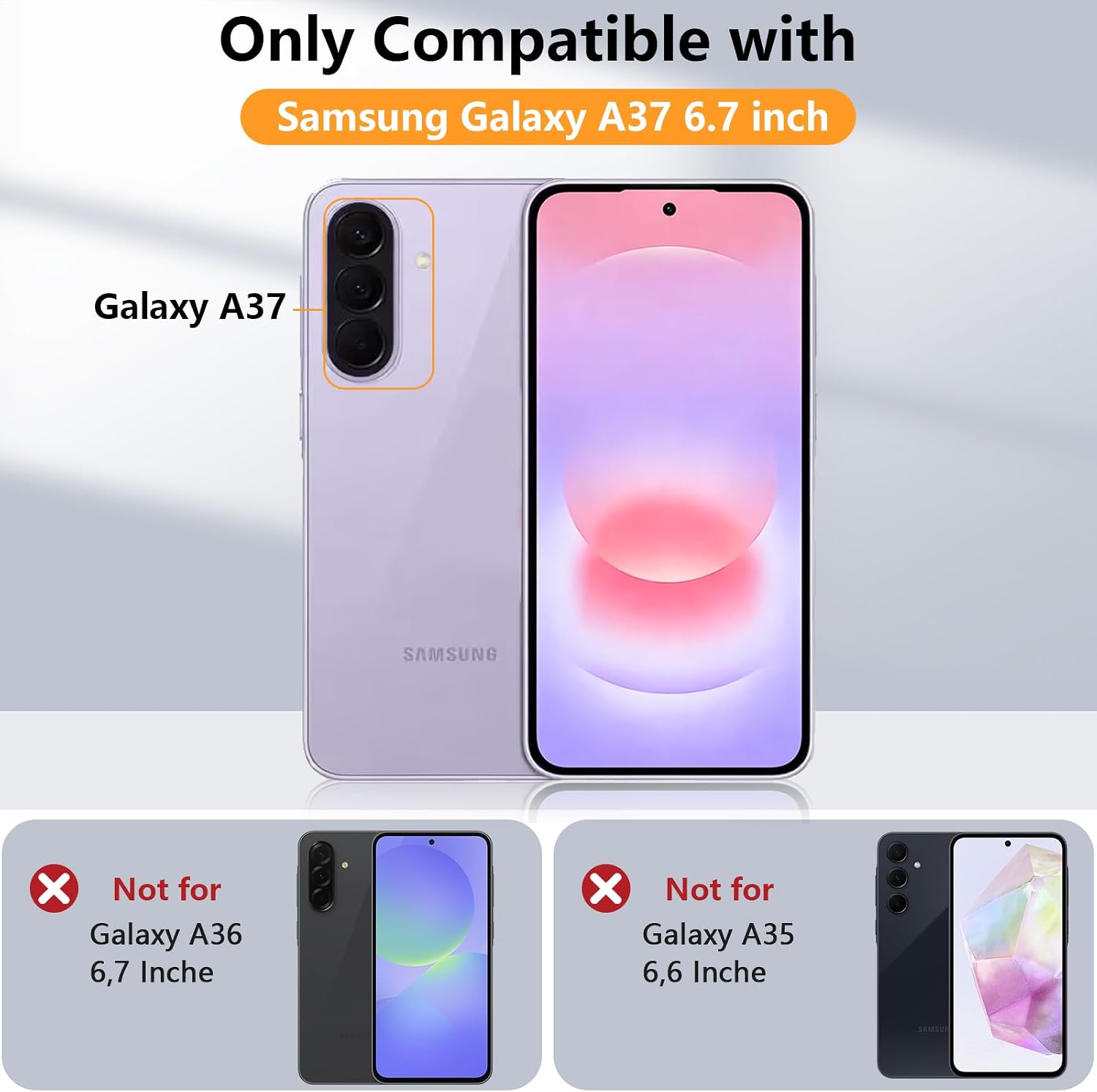 Detalle de Hensinple Galaxy A37 5G Case with Tempered Glass Screen Protector — Heavy-Duty Military Shockproof TPU Cover (Black)