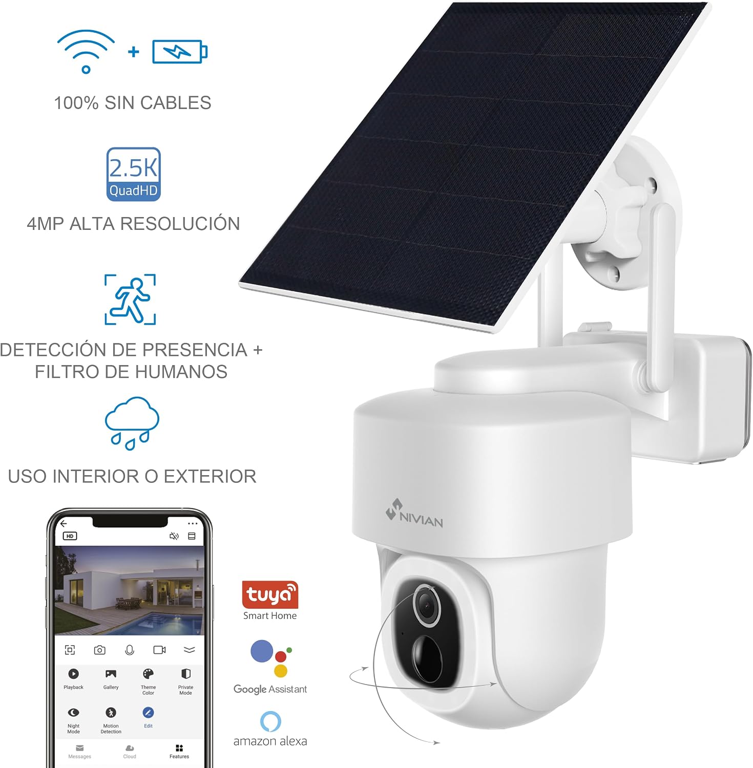 Detalle 2 de NIVIAN Telecamera Esterno SUPER HD 2.5K