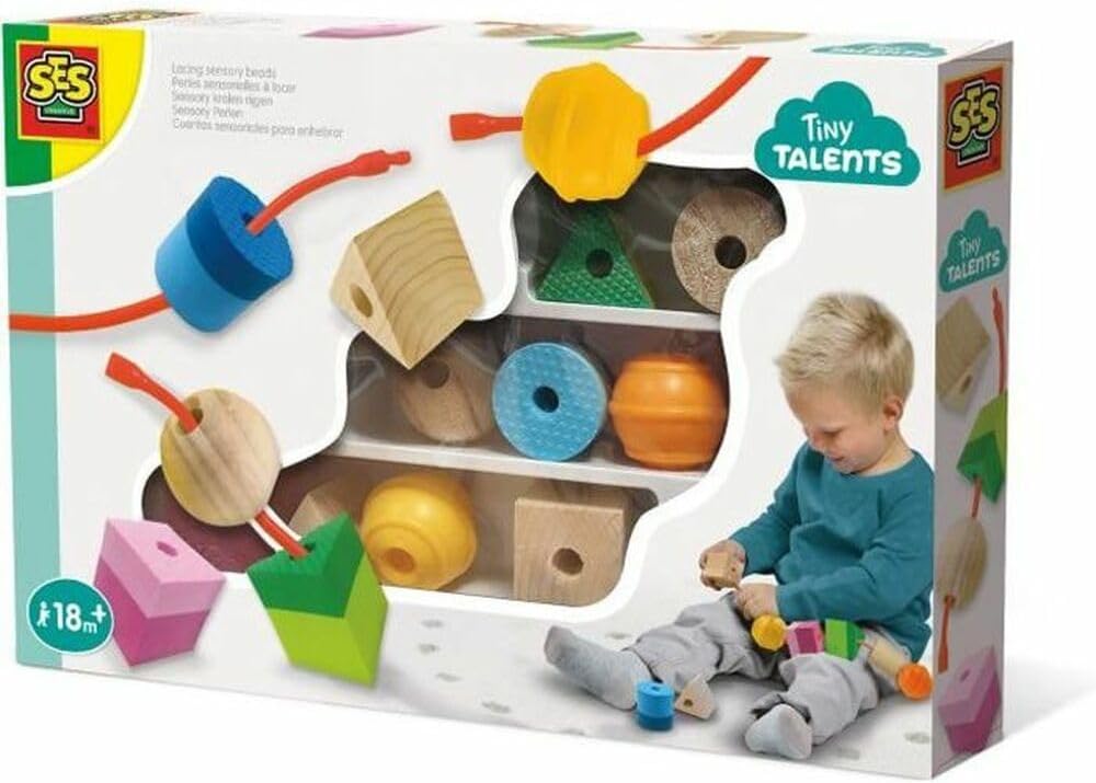 Detalle de SES Creative Sensorik Perlen 13102 – Babyspielzeug aus Holz, Made in Holland