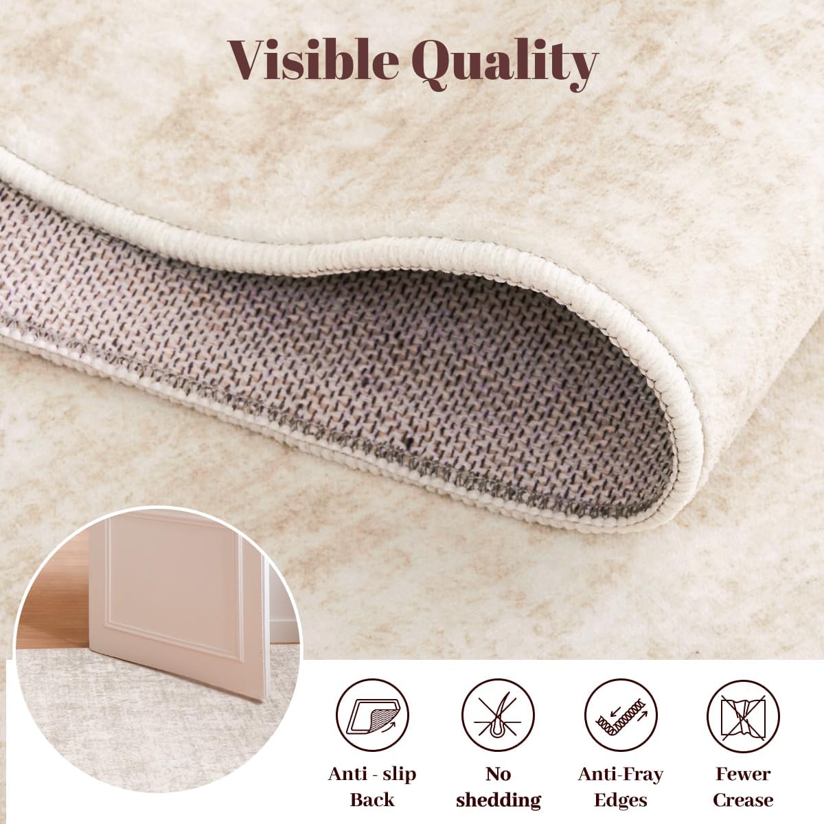 Detalle 2 de Homemate Washable Rug 9x12 Area Rugs - Vintage Faux Wool in Beige