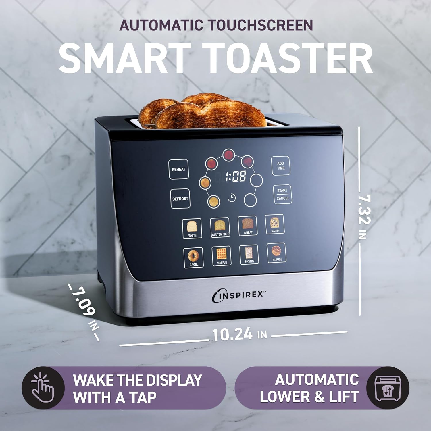 Detalle 2 de Inspirex Touch Screen Smart Toaster 2-slice 🍞