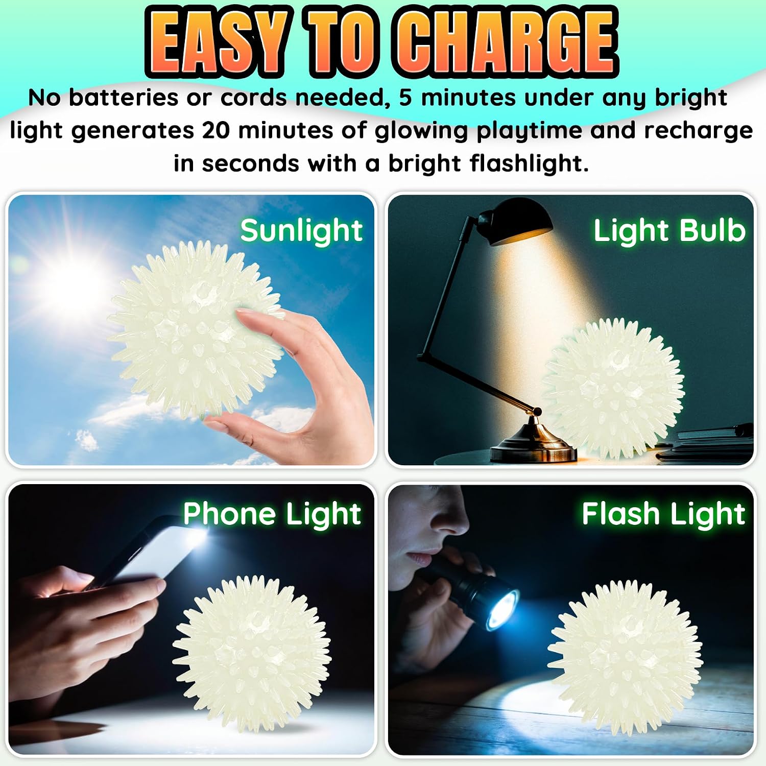 Thumbnail 3 de LECHONG Glow in the Dark Dog Balls 4-Pack