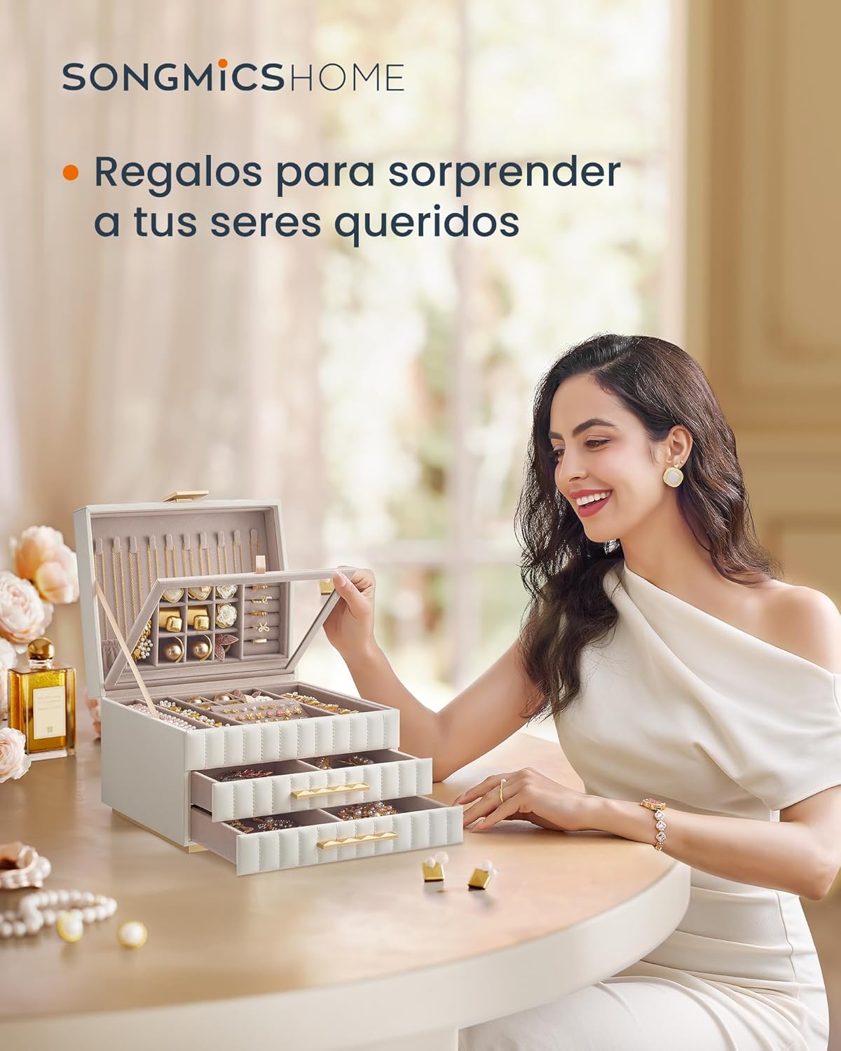 Detalle 2 de SONGMICS HOME ANAH caja joyero 21,5x24x15,8 cm