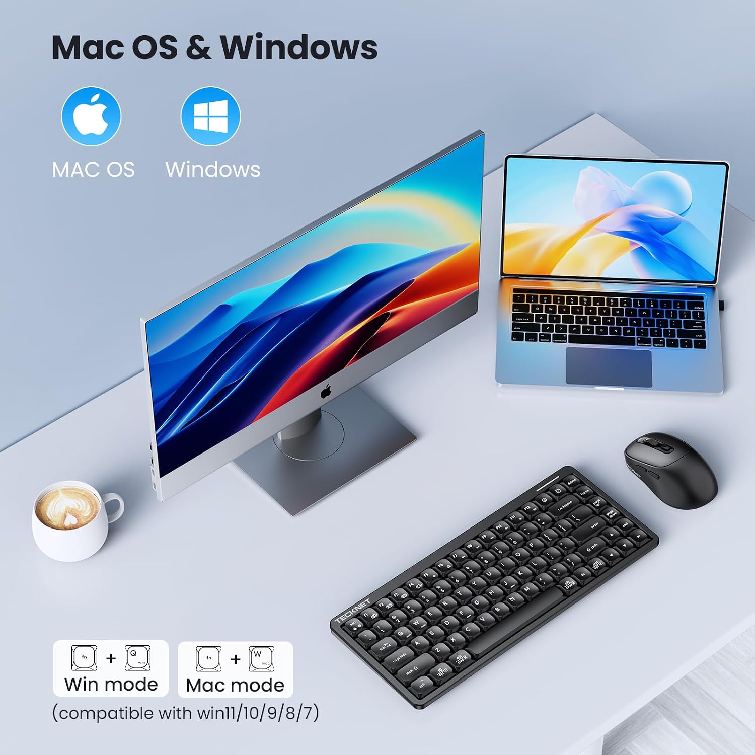 Thumbnail 6 de TECKNET Wireless Keyboard and Mouse Combo, 12.4-inch