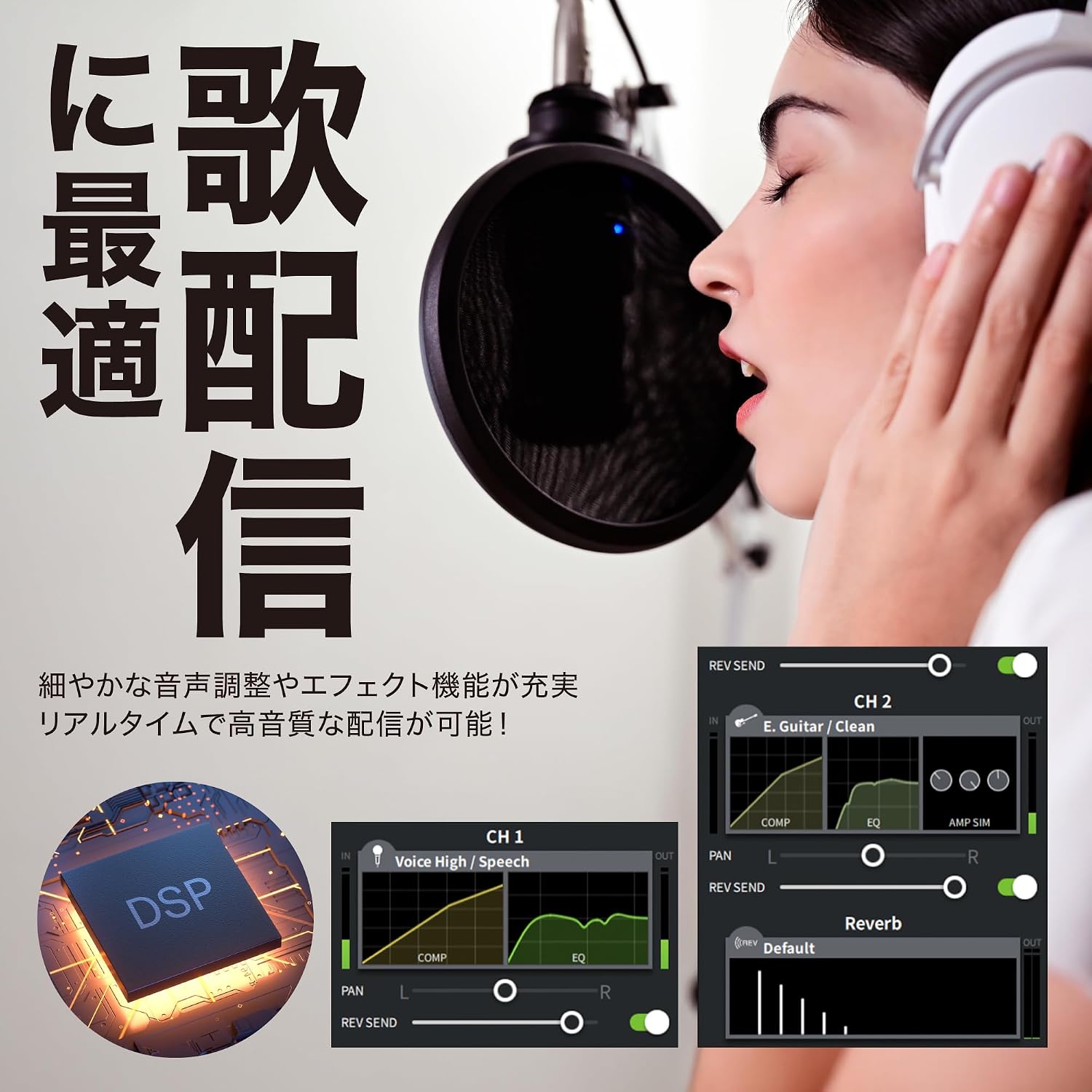 Detalle de YAMAHA AG03MK2 3チャンネルライブ配信ミキサー、DSPエフェクト搭載・3mマイクケーブルセット