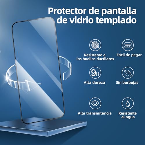 Detalle de NEW'C Protector Pantalla para iPhone 17/17 Pro y 16 Pro | Vidrio templado 9H con instalación automática