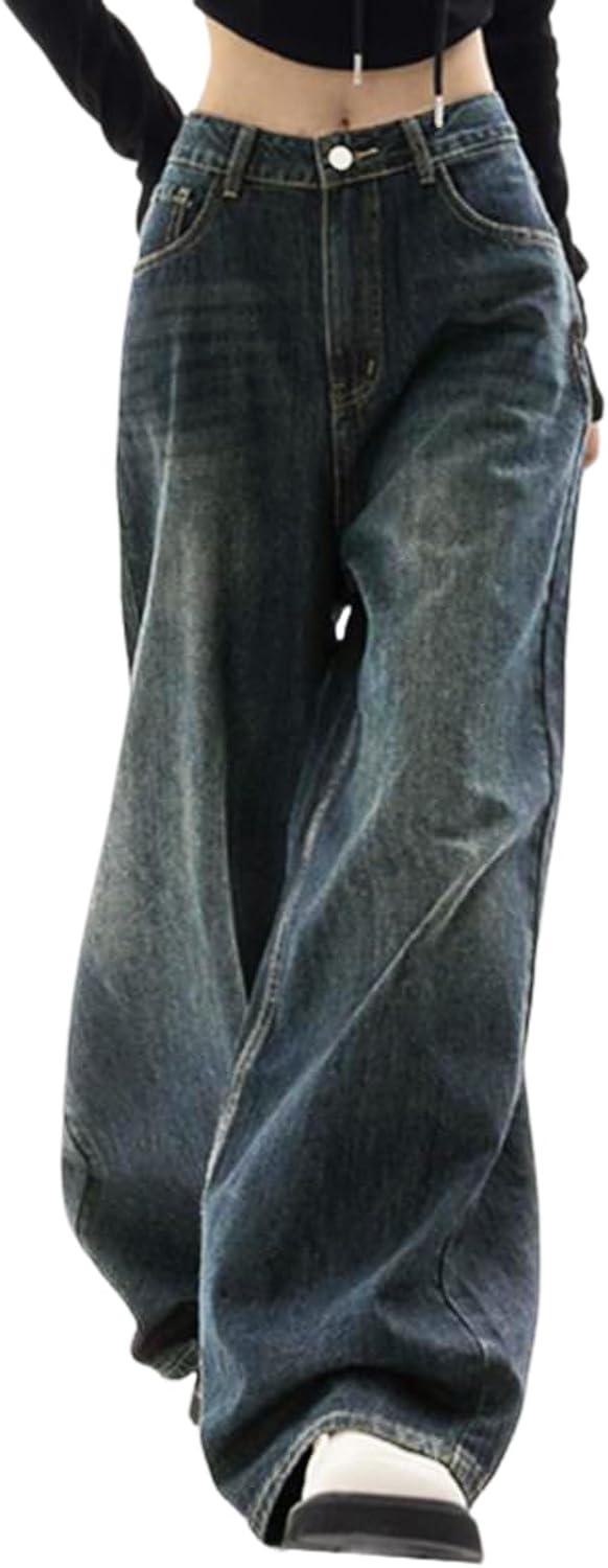 Thumbnail 5 de EMMIOL Women Baggy Jeans — Mid-Low Waist Boyfriend Wide-Leg Denim Pants