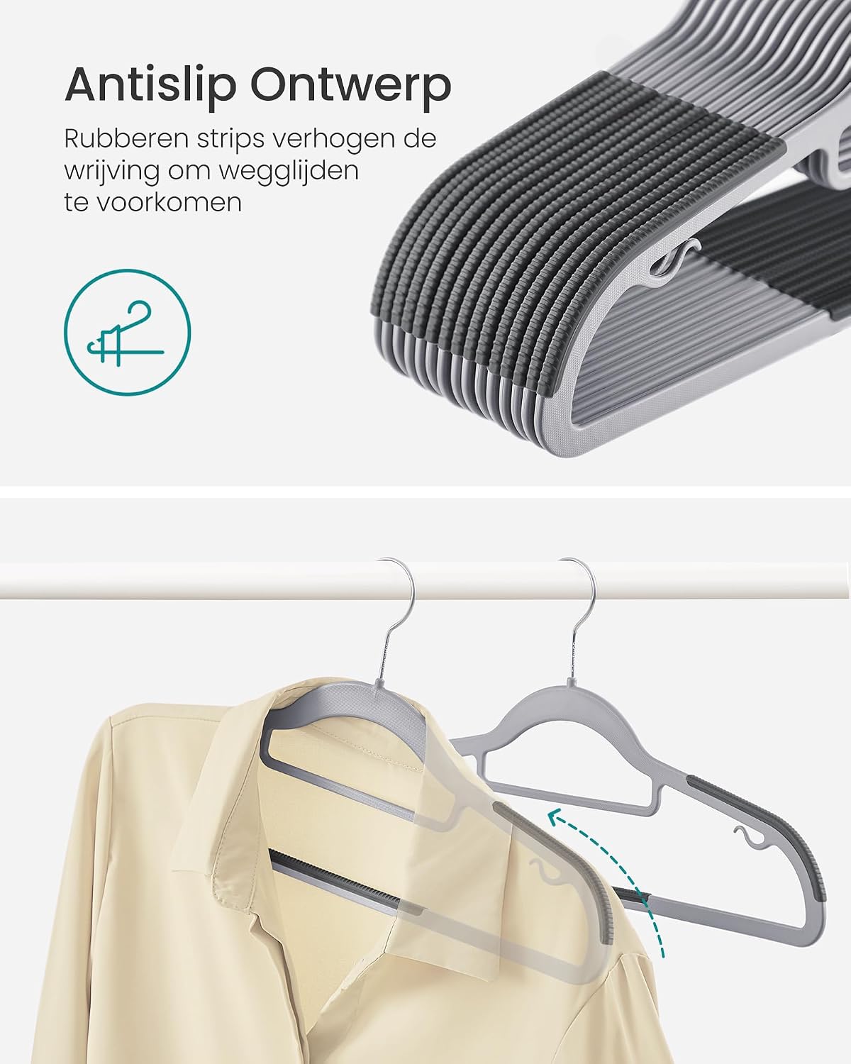 Detalle 2 de SONGMICS BREANNA Collection CRP20G50 kleerhangers, set van 50 met antislip