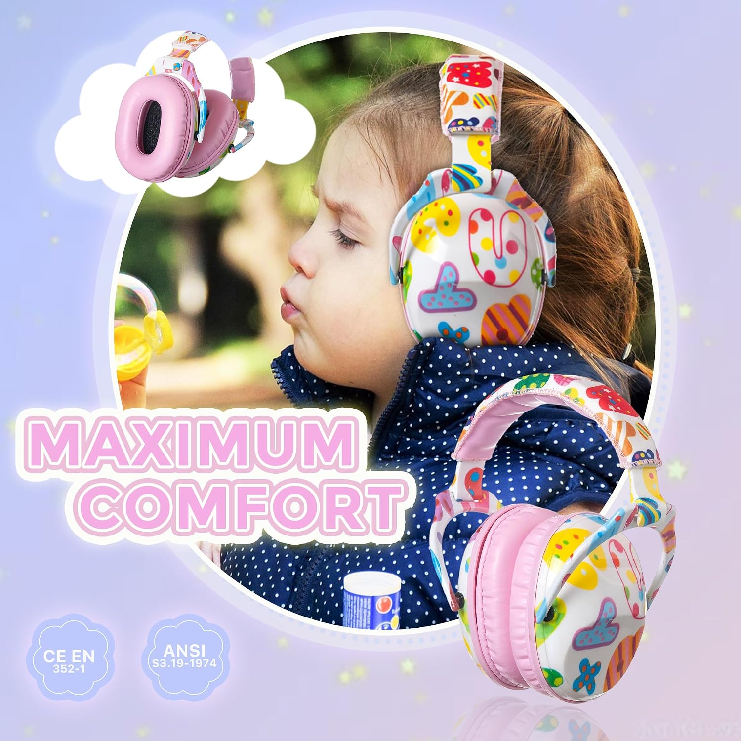 Detalle de PROTEAR Kids Ear Defenders: Hearing Protection for Toddlers, Kids and Teens (Pink Band)