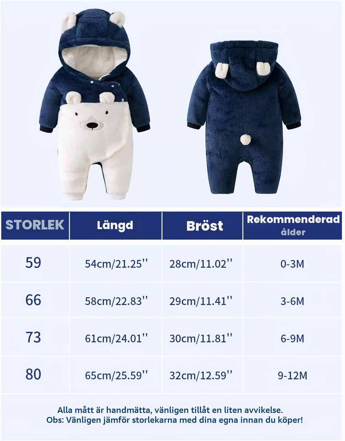 Thumbnail 6 de JiAmy vinteroverall i fleece för baby, 0–12 månader