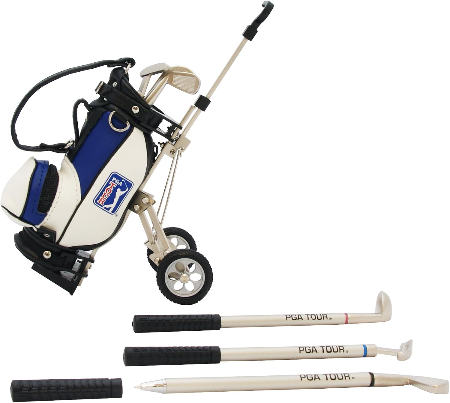 Detalle 2 de PGA TOUR Golf Gifts for Men desktop golf bag pen holder with multicoloured club-shaped pens