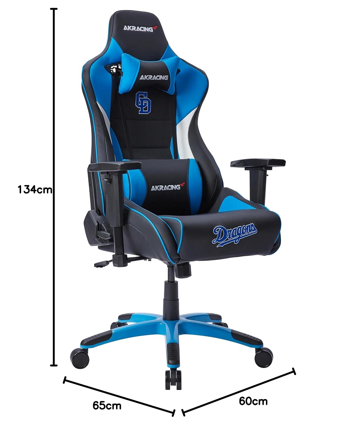 Detalle de AKRacing Pro-X V2 Dragons AKR-PRO-X/BLUE/DRAGONS ゲーミングチェア 高耐久PUレザー・180度リクライニング