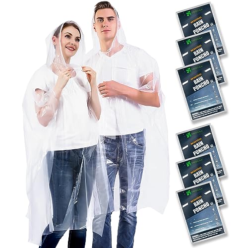 Detalle de SWOGAA Disposable Rain Ponchos for Adults 6 Pack Extra Thick