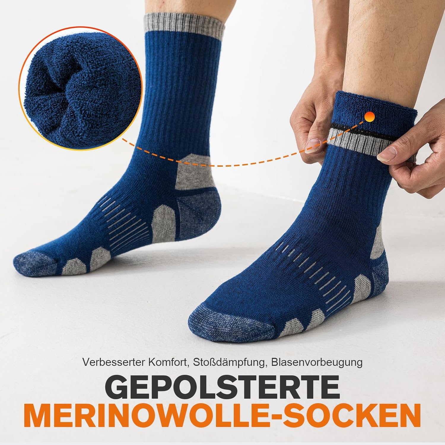 Thumbnail 3 de Niorasen Merino Wandersocken (3 Paar) – Sommer Outdoor & Trekkingsocken mit Anti-Blasen-Ausstattung