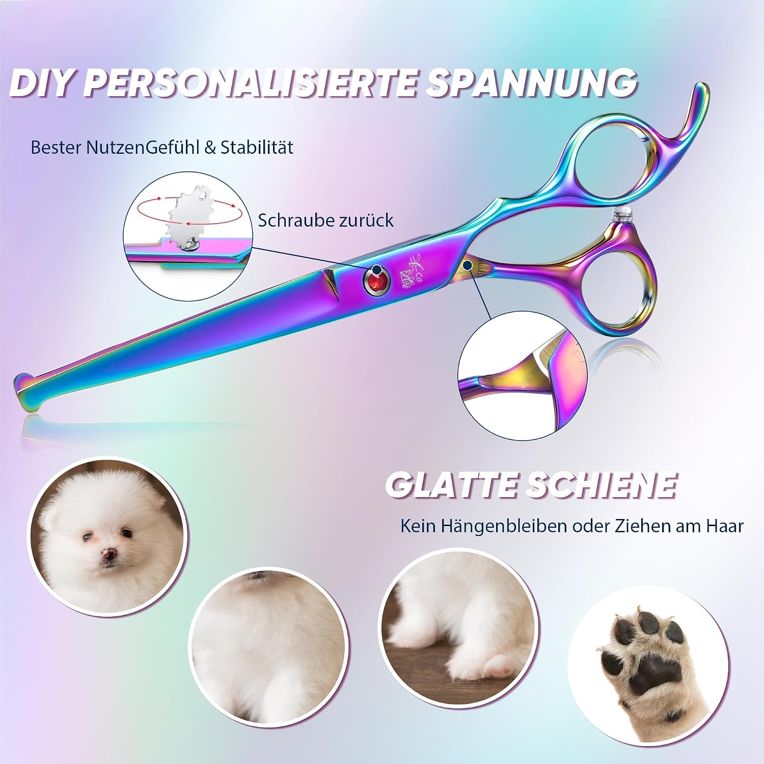 Thumbnail 5 de DRGSKL Gerade Hundehaarschere Offset-Griff