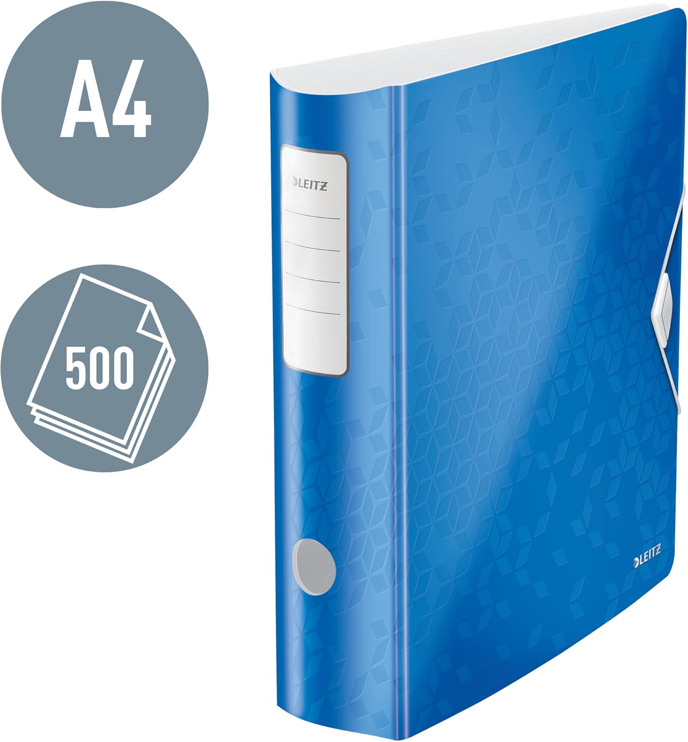 Detalle de Leitz Qualitäts-Ordner 180° Active WOW, 5er Pack, A4, Blau – 8,2 cm Rückenbreite