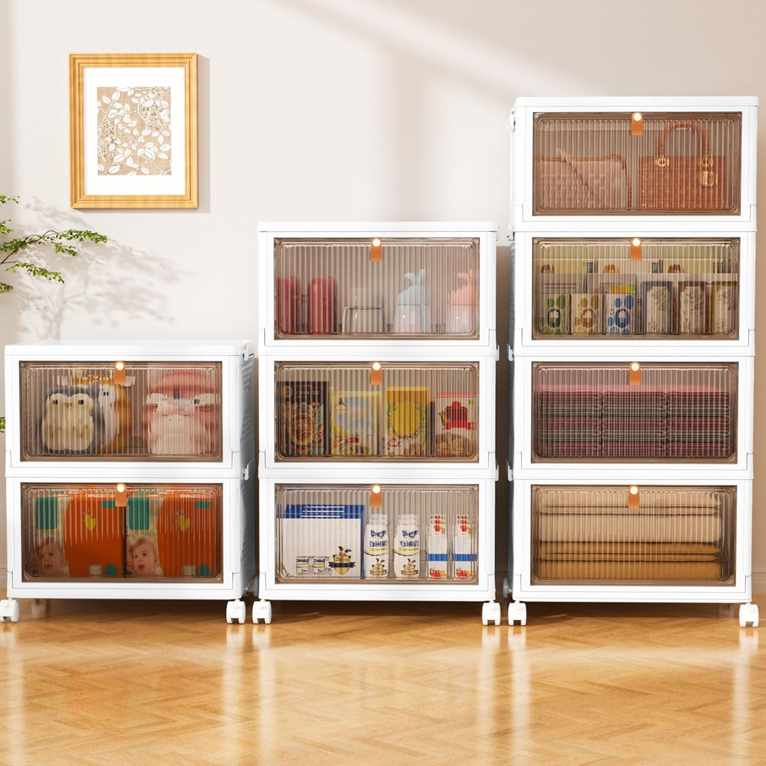 Detalle 2 de SNSLXH 1579 4-Tier Stackable Storage Bins, 23-Quart with Wheels
