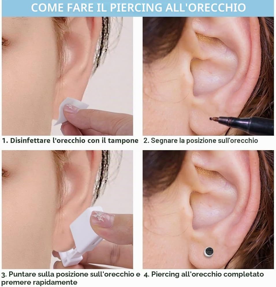 Detalle de Aucuu Pistola Orecchini: Set di Piercing per Orecchie in Acciaio Chirurgico 316L