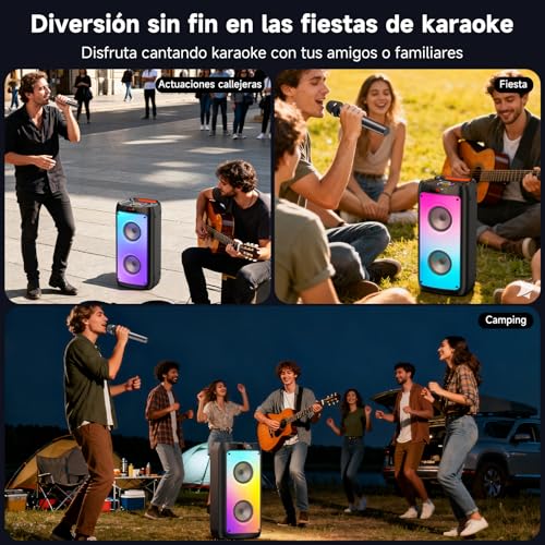 Thumbnail 7 de JYX Karaoke con 2 Micrófonos Inalámbricos: karaoke portátil con sonido potente y luces para fiestas