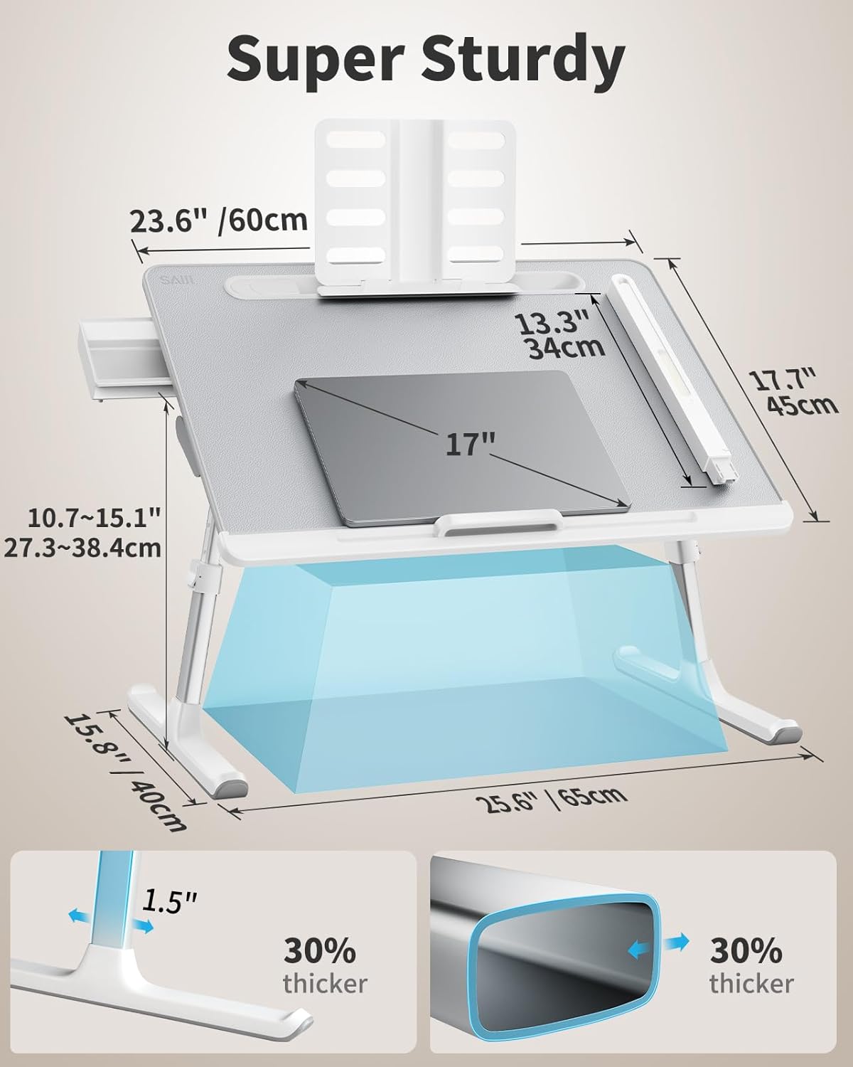 Thumbnail 6 de SAIJI Bed Table Lapdesk 23.6×17.7"