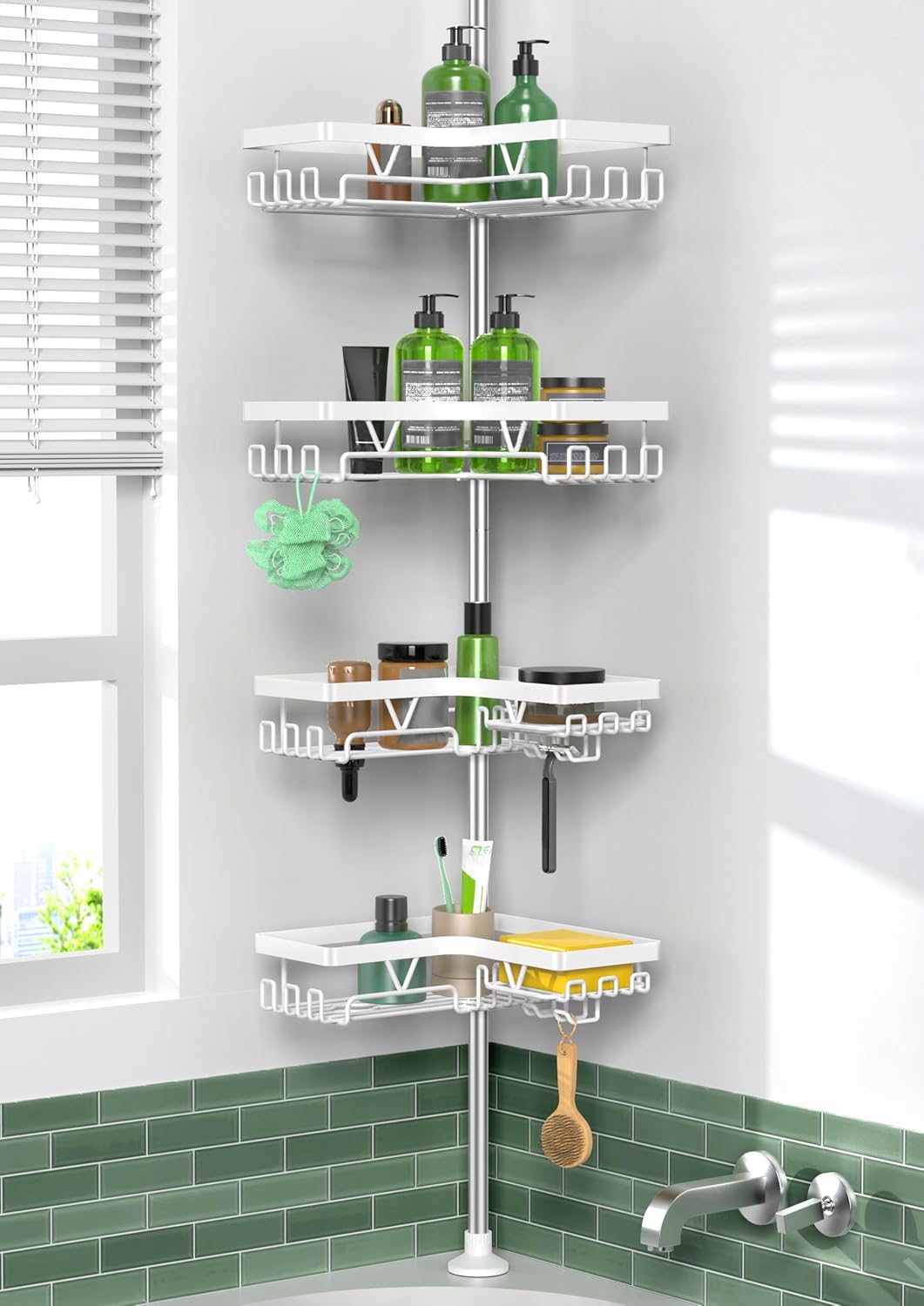 Thumbnail 6 de Kegii Estantería Ducha Telescópica 4 Cestas Negro