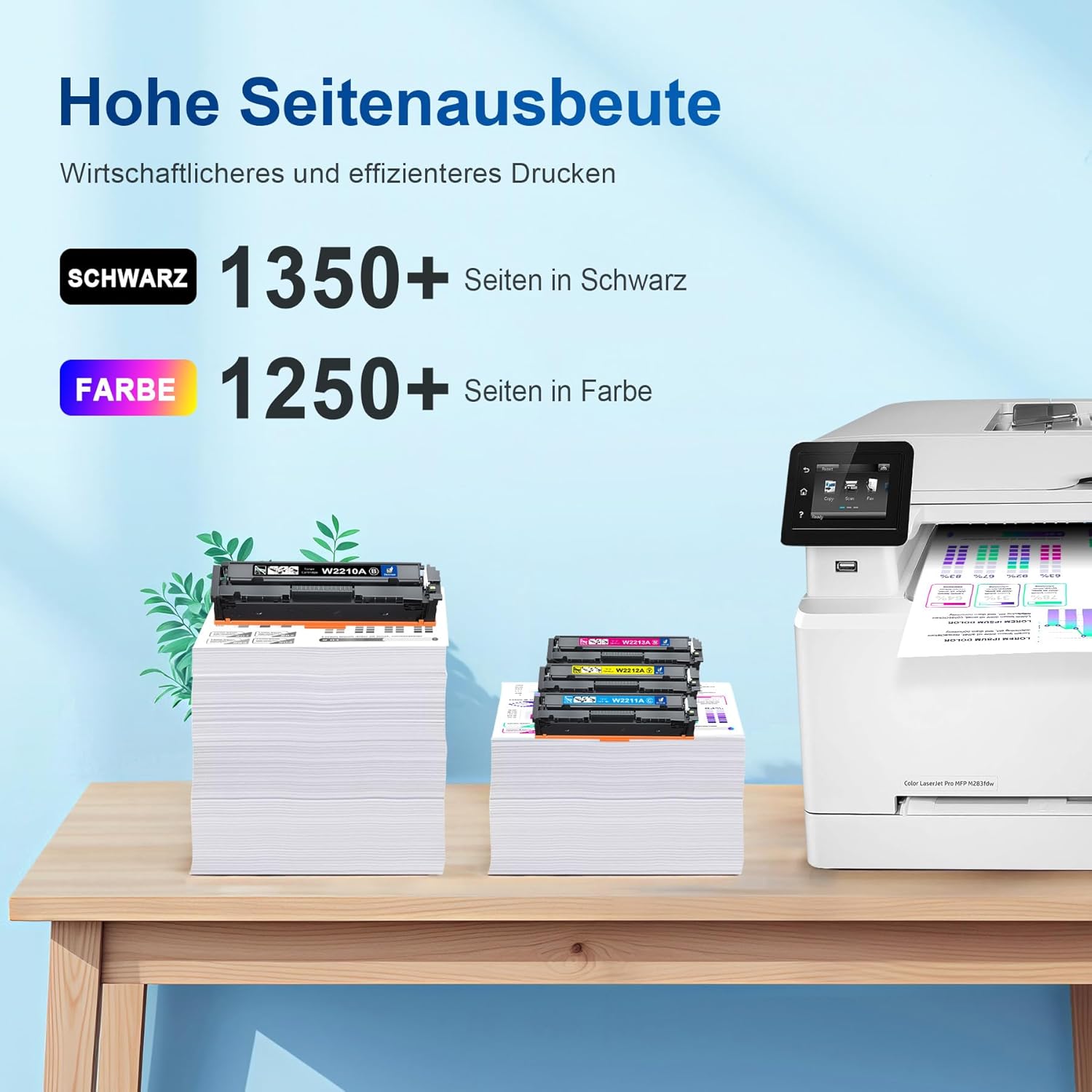Detalle de 207A Toner 4er-Set mit Chip kompatibel für HP (schwarz, cyan, gelb, magenta) für Color LaserJet Pro M283/M282/M255
