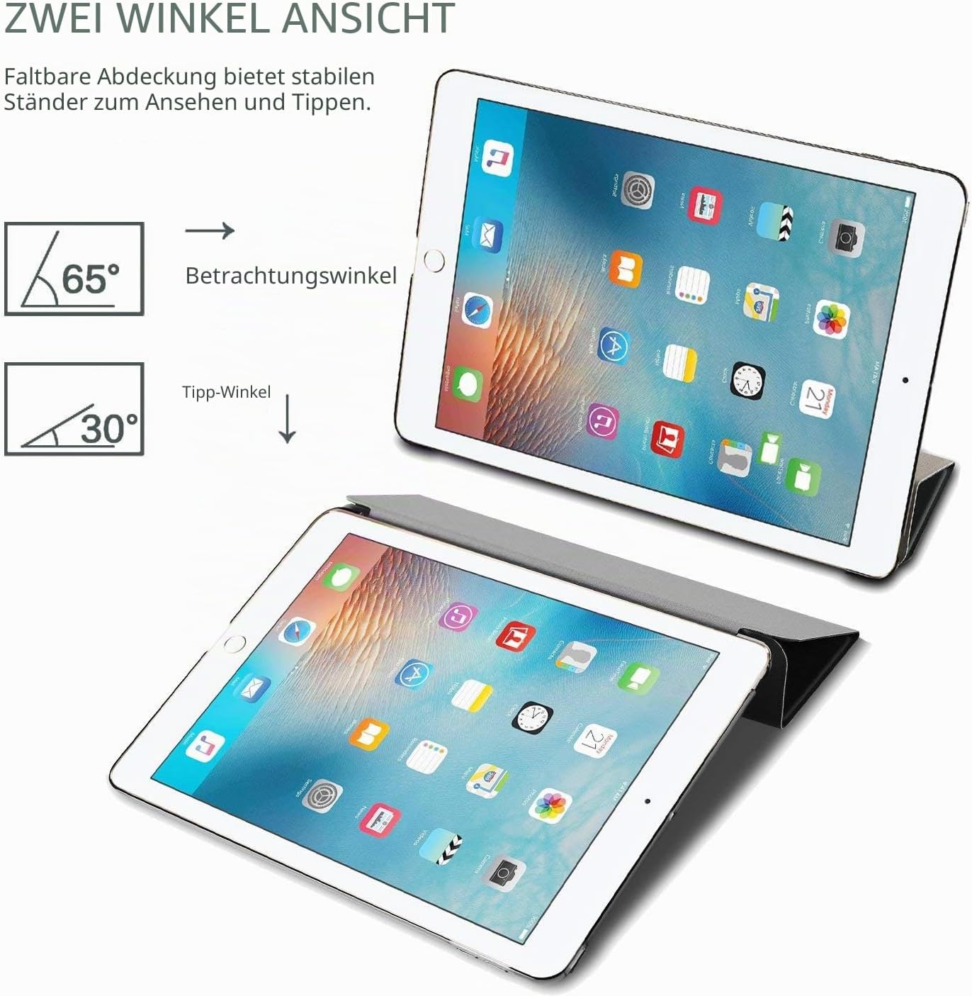 Detalle 2 de ProCase Smart Case für iPad 6./5. Generation 9,7 Zoll - ultradünn, mattierte Rückseite in Grau