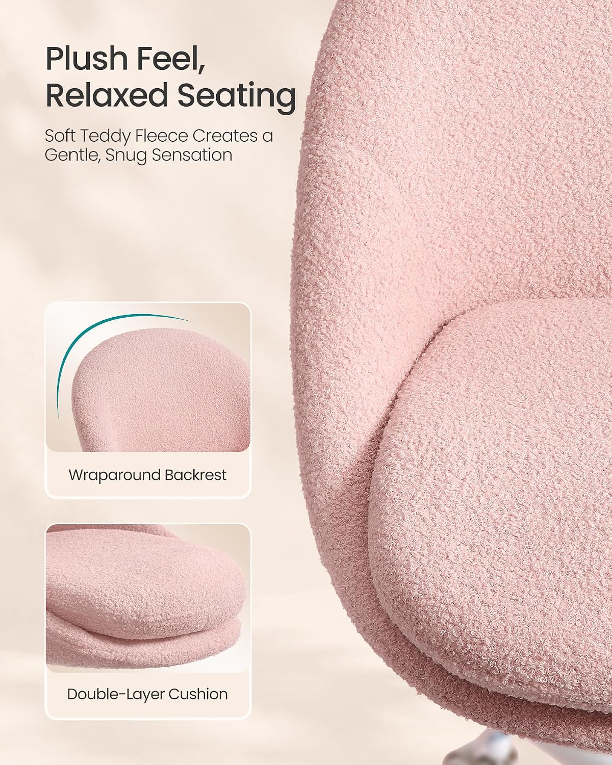 Detalle 1 de SONGMICS Vanity Chair in Jelly Pink