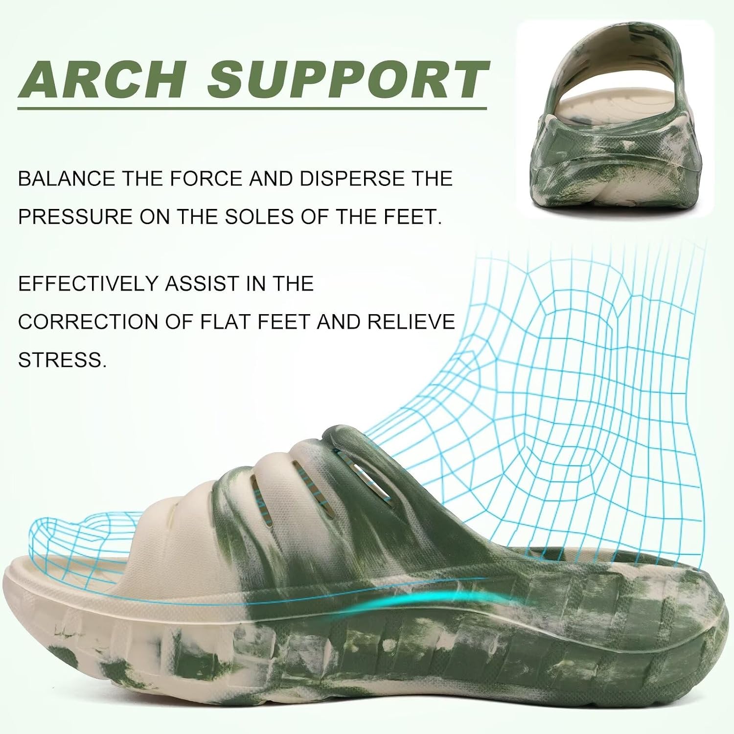 Detalle de KuaiLu Men's Recovery Sandals with Orthotic Arch Support