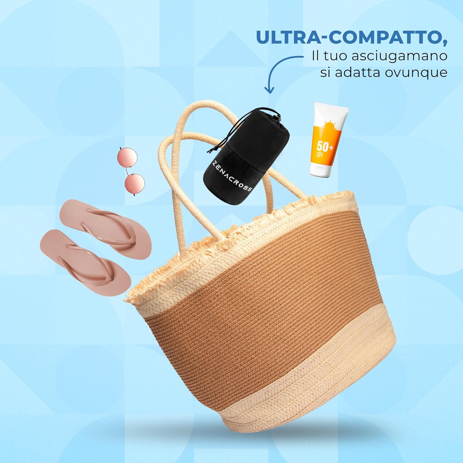 Thumbnail 2 de Zenacross Asciugamano Palestra 200 x 100 cm con Borsa per il Trasporto — Microfibra a Rapida Asciugatura, XXL Nero