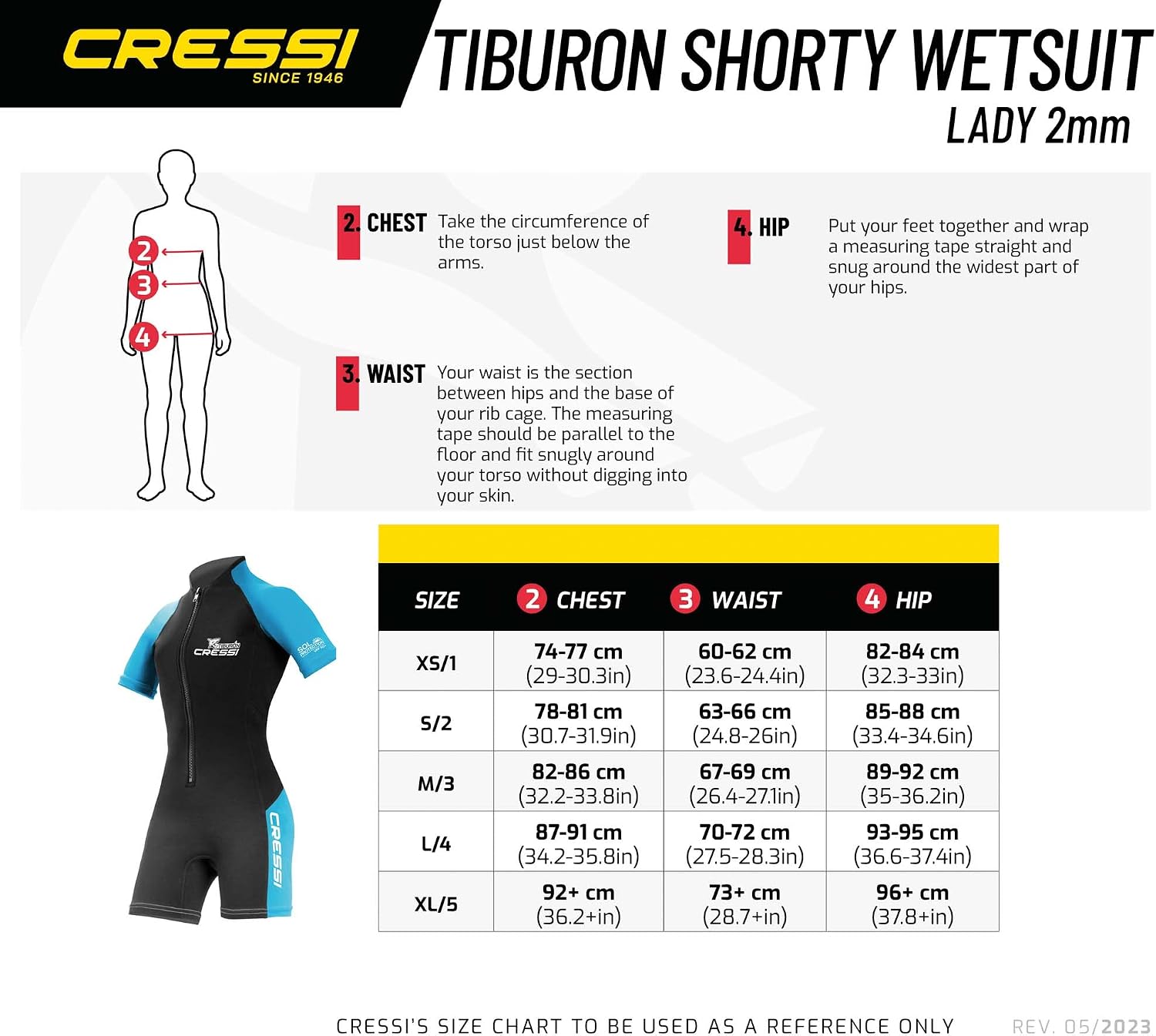 Detalle 1 de Cressi Tiburon Lady 3mm kort våtdräkt med dragkedja framtill