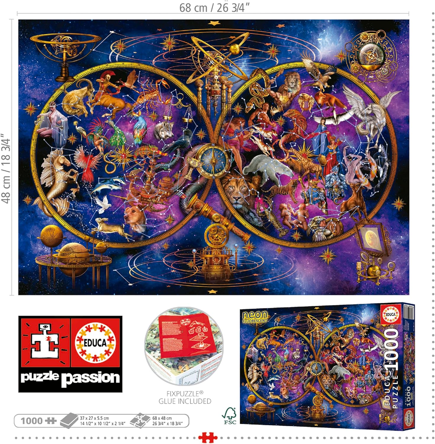 Thumbnail 3 de Educa Puzzle 1000 pezzi Costellazioni (Neon) 68x48 cm: brilla al buio, per adulti 14+
