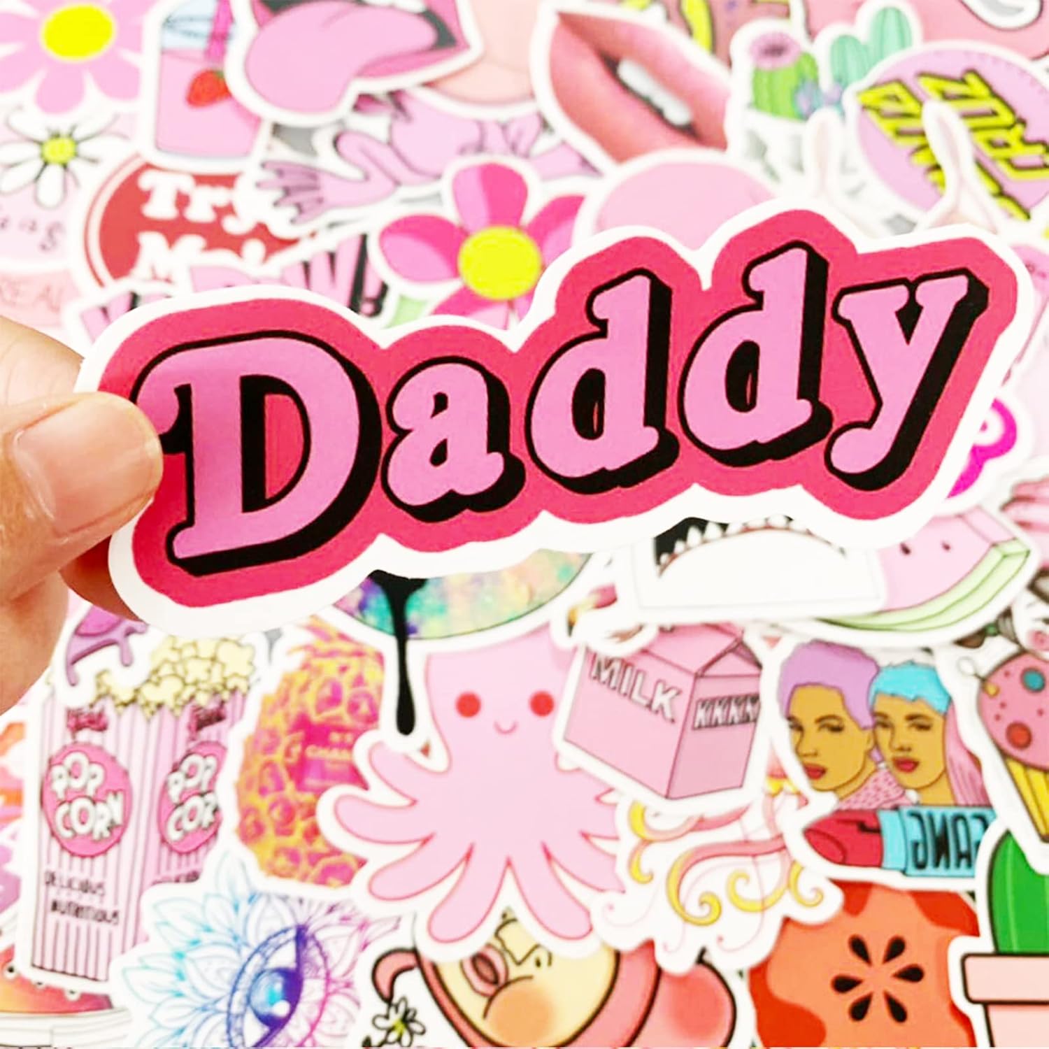 Detalle de Stickers Aesthetic Pack 100 Sheets Cute VSCO Neon Girls – Waterproof Vinyl Decals