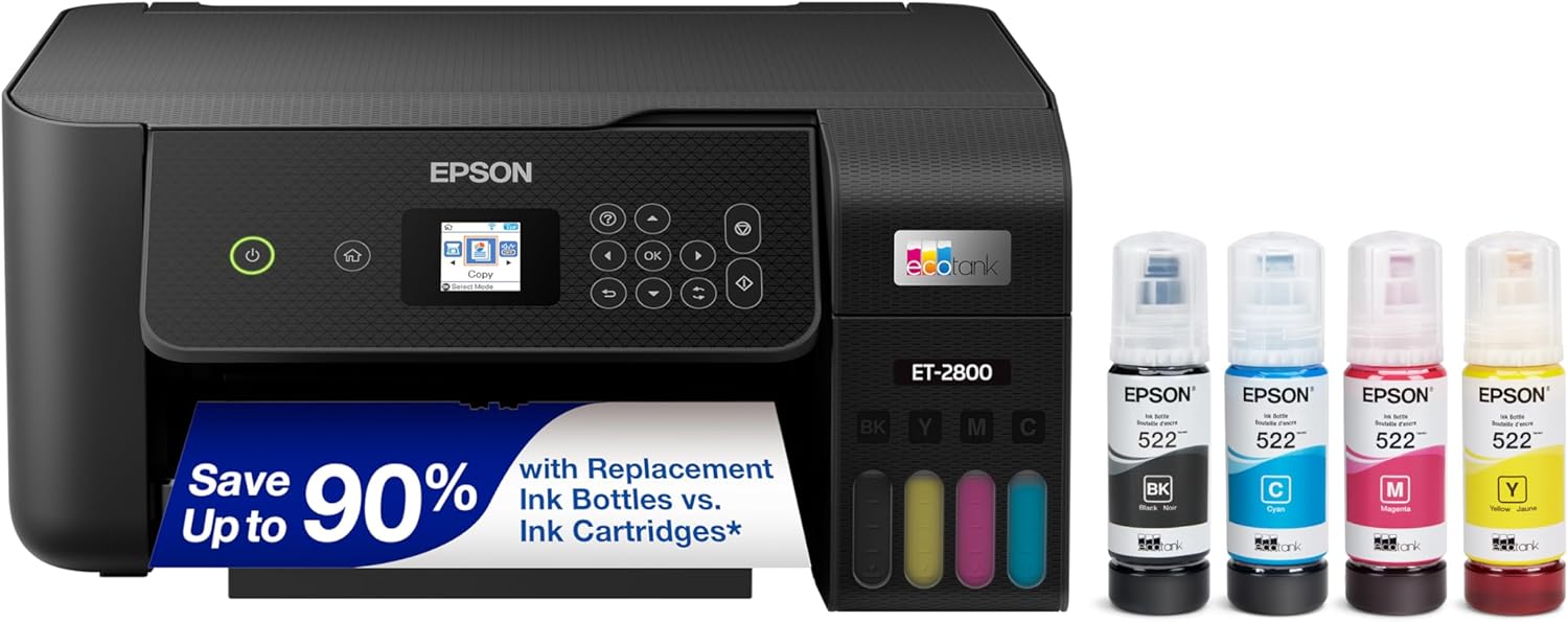 Detalle de Epson EcoTank ET-2800 Wireless Colour All-in-One Supertank Printer, Black