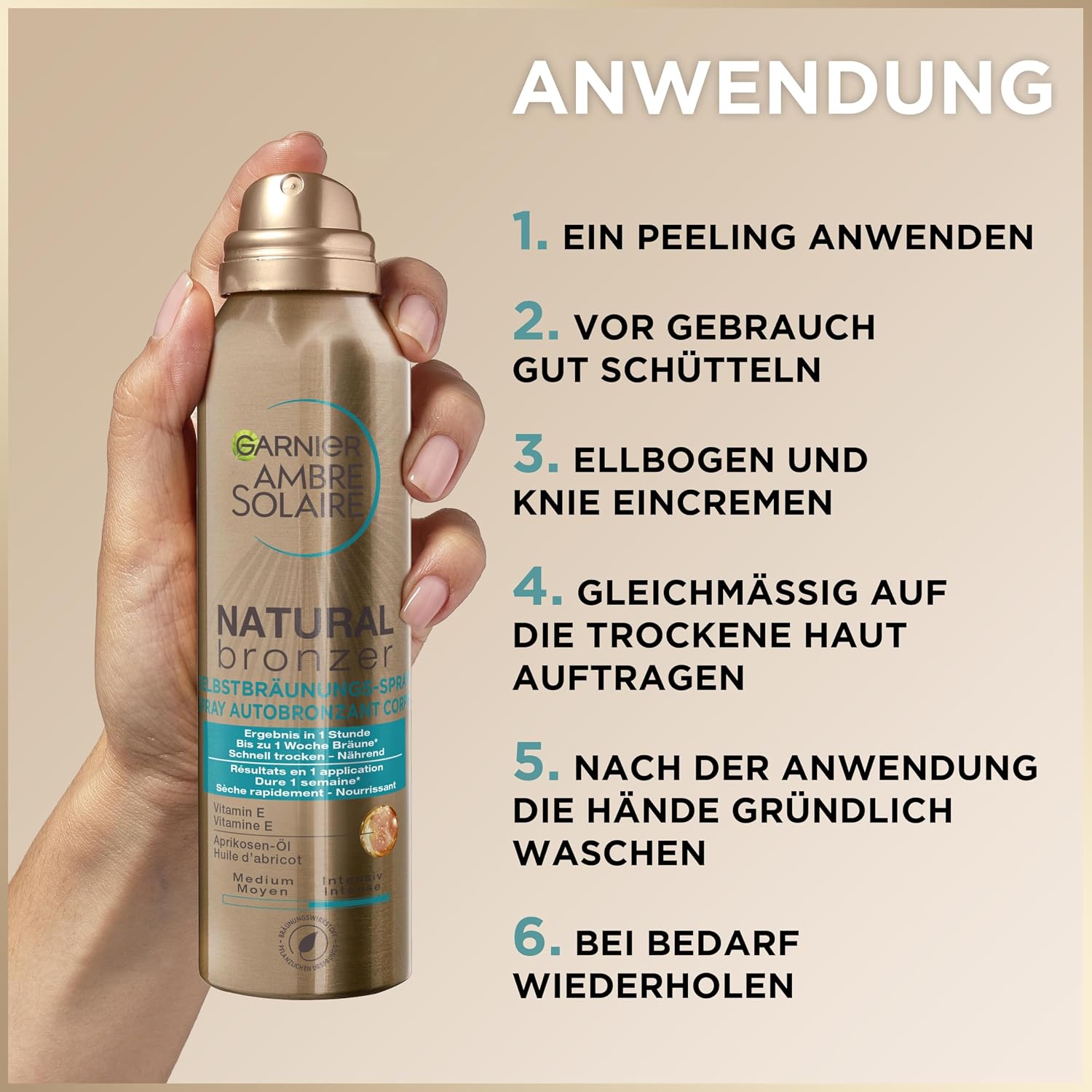 Thumbnail 3 de Garnier Ambre Solaire Natural Bronzer Selbstbräuner Spray – Gesicht und Körper, 150 ml