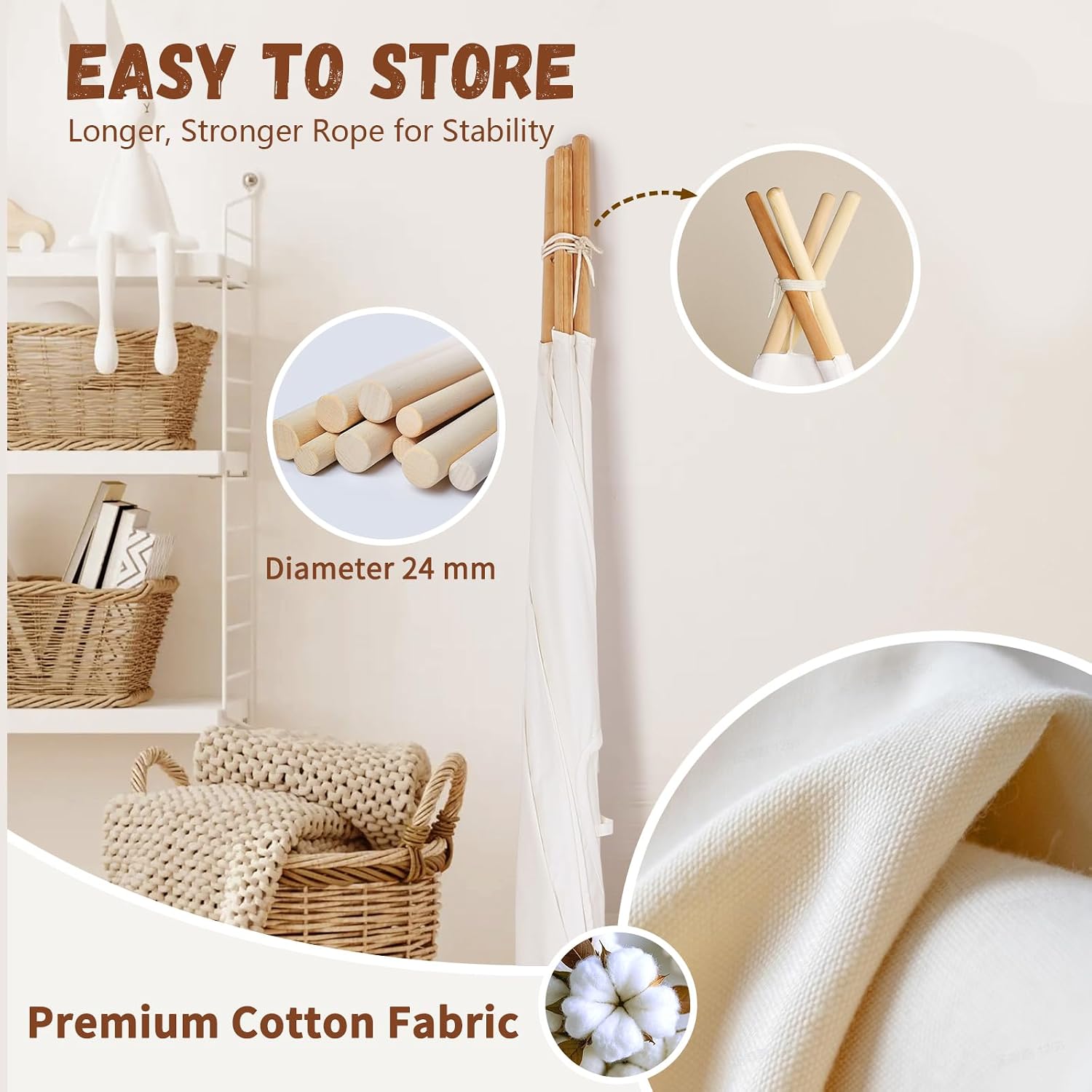 Thumbnail 5 de Kids Teepee Tent Indoor Cotton Play Tent